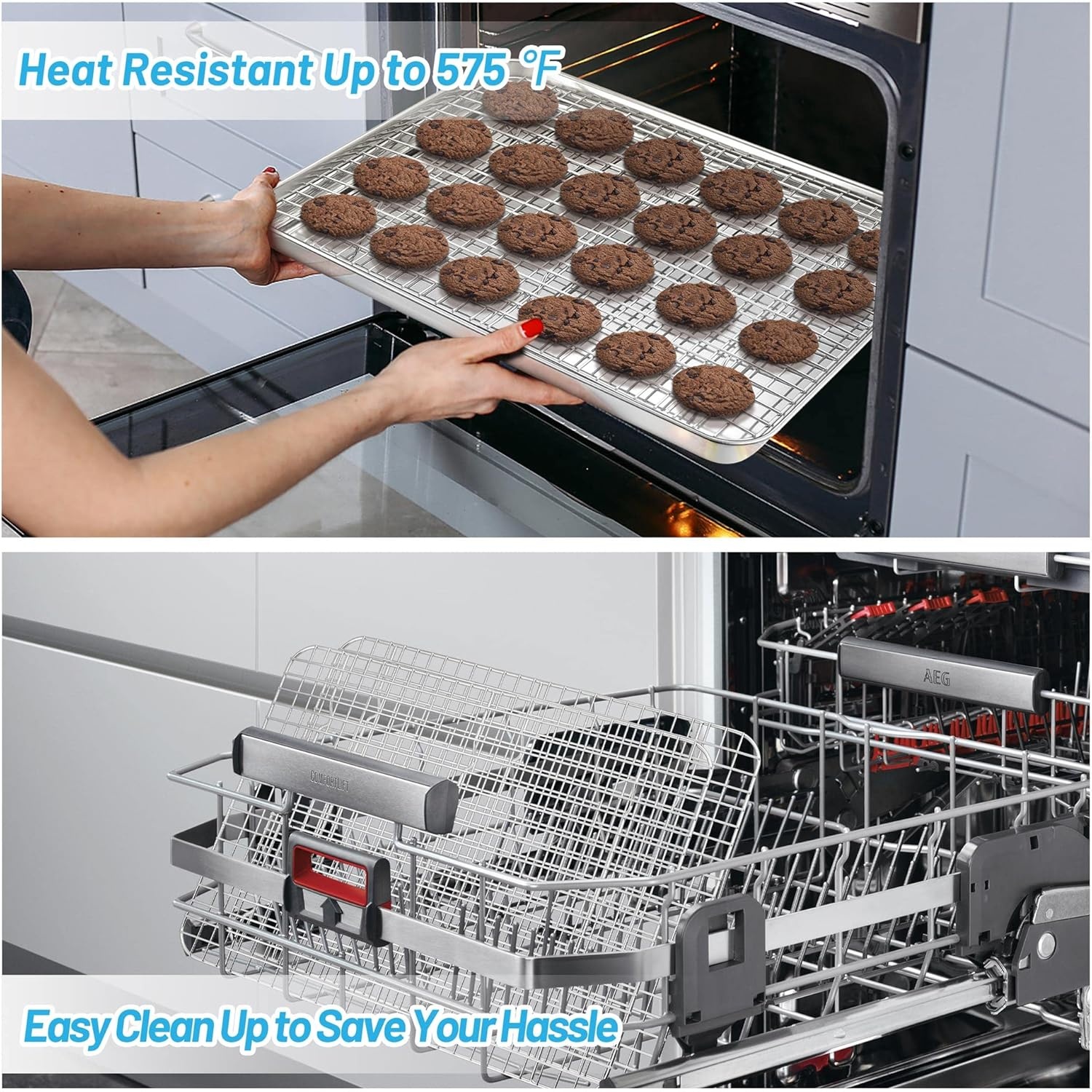 image:imageTeamFar Mini Cooling Rack Set of 2 Stainless Steel 875 x 625 Toaster Oven Grid Rack for Baking Roasting Broiling Grilling Bakeable Rack for Cookies NonToxic amp Heavy Duty Dishwasher Safe2