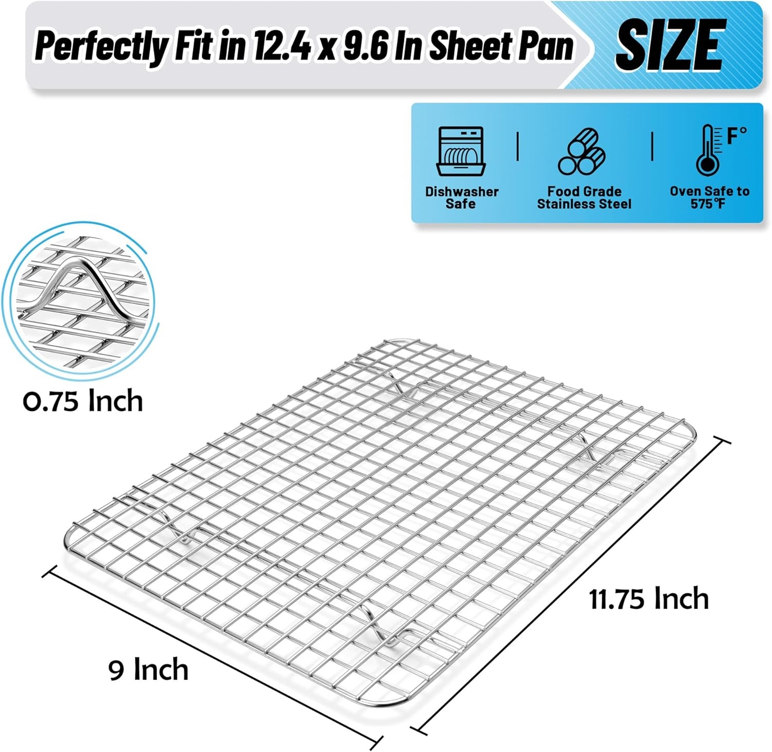 image:imageTeamFar Mini Cooling Rack Set of 2 Stainless Steel 875 x 625 Toaster Oven Grid Rack for Baking Roasting Broiling Grilling Bakeable Rack for Cookies NonToxic amp Heavy Duty Dishwasher Safe2