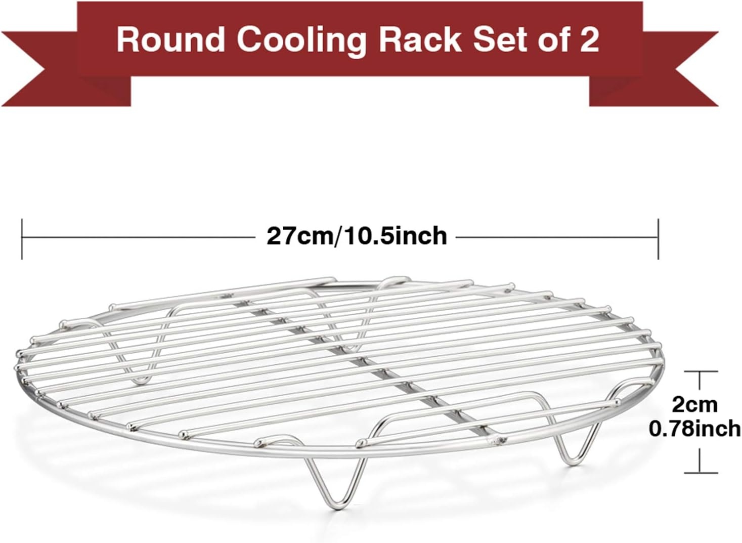 image:imageTeamFar Round Cooling Rack Set of 2 9 Inch Round Baking Steaming Roasting Rack Set Stainless Steel Healthy amp Dishwasher Safe Mirror Finish amp Rust Free105