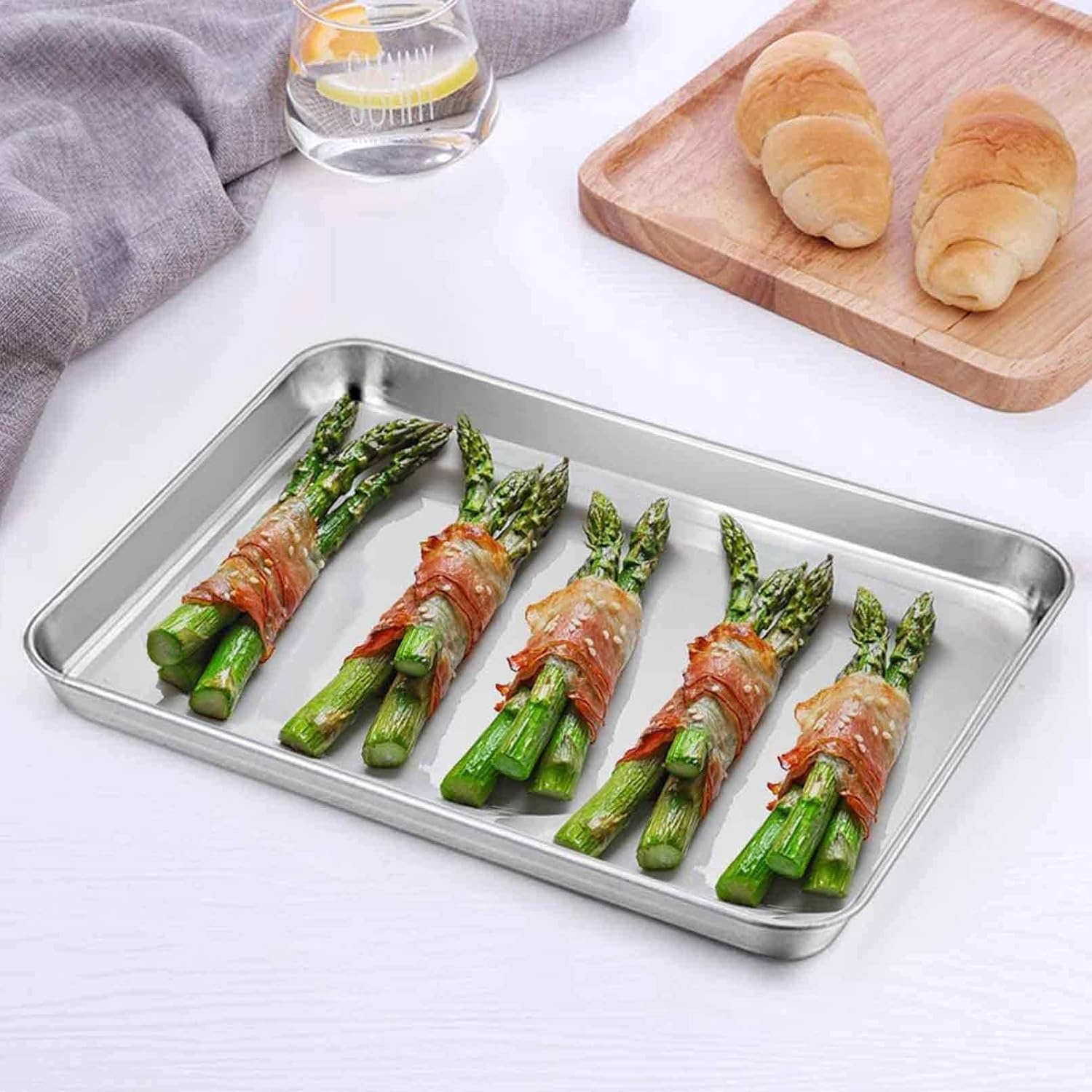 image:imageTeamFar Stainless Steel Compact Toaster Oven Pan Tray Ovenware Professional 8x105x1 Heavy Duty amp Healthy Deep Edge Superior Mirror Finish Dishwasher Safe3