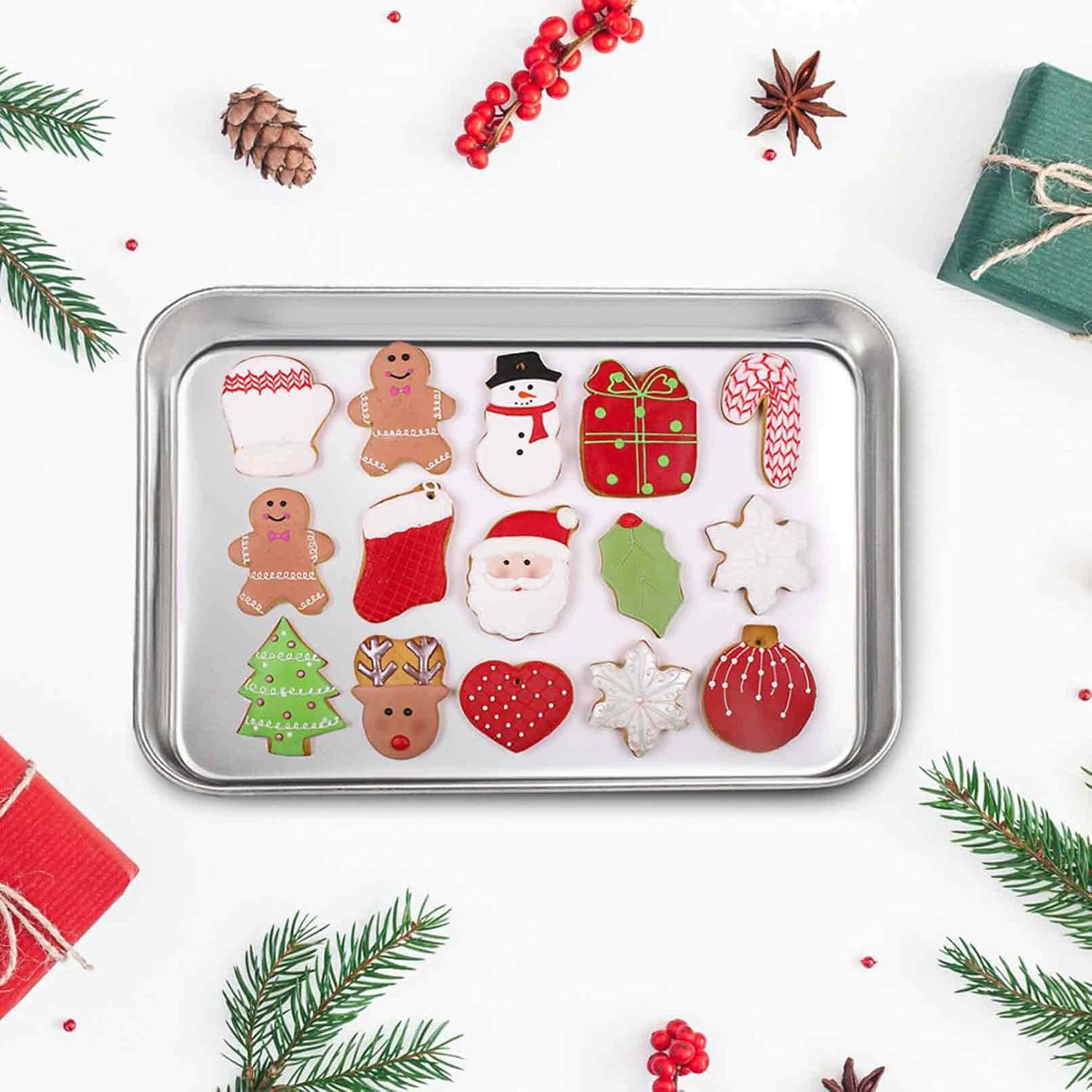image:imageTeamFar Stainless Steel Compact Toaster Oven Pan Tray Ovenware Professional 8x105x1 Heavy Duty amp Healthy Deep Edge Superior Mirror Finish Dishwasher Safe4