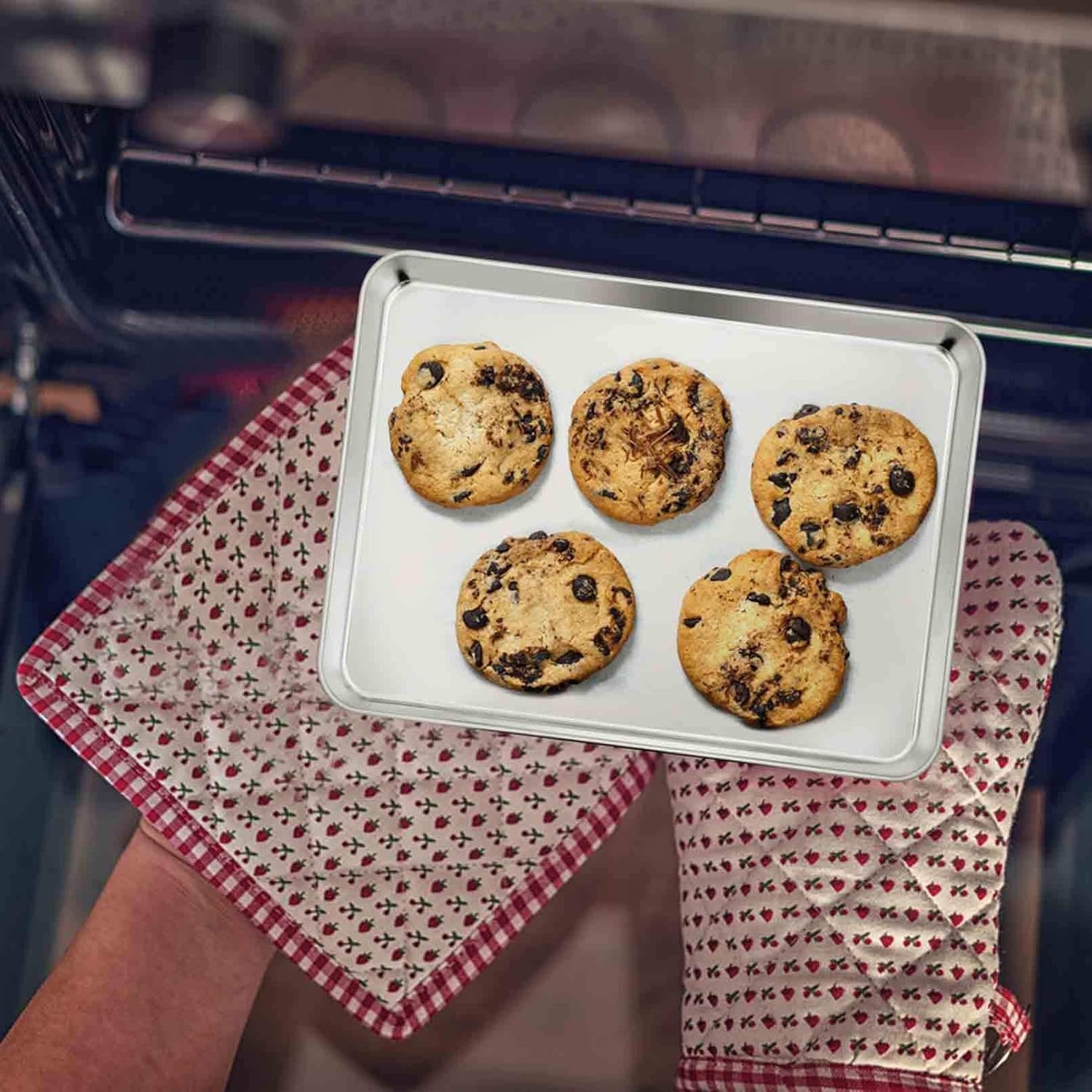 image:imageTeamFar Stainless Steel Compact Toaster Oven Pan Tray Ovenware Professional 8x105x1 Heavy Duty amp Healthy Deep Edge Superior Mirror Finish Dishwasher Safe2