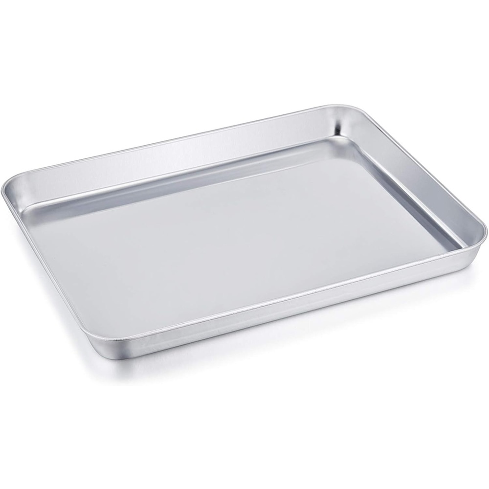 image:imageTeamFar Stainless Steel Compact Toaster Oven Pan Tray Ovenware Professional 8x105x1 Heavy Duty amp Healthy Deep Edge Superior Mirror Finish Dishwasher Safe1