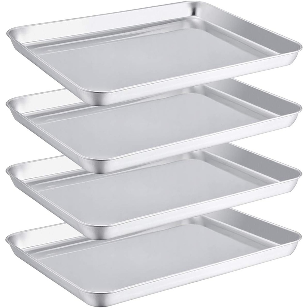 image:imageTeamFar Stainless Steel Compact Toaster Oven Pan Tray Ovenware Professional 8x105x1 Heavy Duty amp Healthy Deep Edge Superior Mirror Finish Dishwasher Safe4