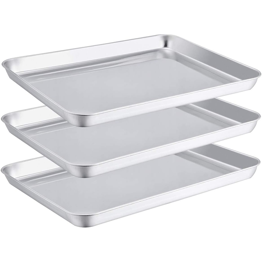 image:imageTeamFar Stainless Steel Compact Toaster Oven Pan Tray Ovenware Professional 8x105x1 Heavy Duty amp Healthy Deep Edge Superior Mirror Finish Dishwasher Safe3