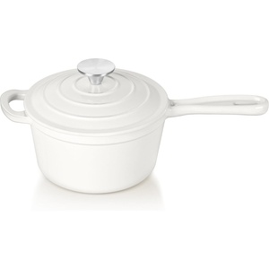 image:imageTeamFar 1QT Enameled Cast Iron Sauce Pan Small Sauce Pot with Lid Mini Dutch Oven Saucepan for CookingSimmeringBakingBoiling Sturdy amp Nonstick Oven Safe amp Fit for Induction WhiteWhite