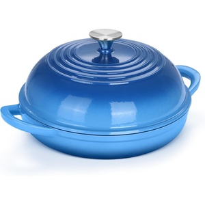 image:imageTeamFar Cast Iron Bread Dutch Oven 6 Qt Enameled Dutch Oven Pot for Sourdough Bread Baking with Tall Dome Lid amp Round Base Pan SelfBasting amp EvenHeating HeavyDuty amp Nonstick RedBlue