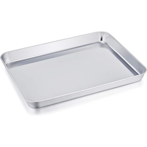 image:imageTeamFar Stainless Steel Compact Toaster Oven Pan Tray Ovenware Professional 8x105x1 Heavy Duty amp Healthy Deep Edge Superior Mirror Finish Dishwasher Safe1