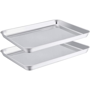 image:imageTeamFar Stainless Steel Compact Toaster Oven Pan Tray Ovenware Professional 8x105x1 Heavy Duty amp Healthy Deep Edge Superior Mirror Finish Dishwasher Safe2