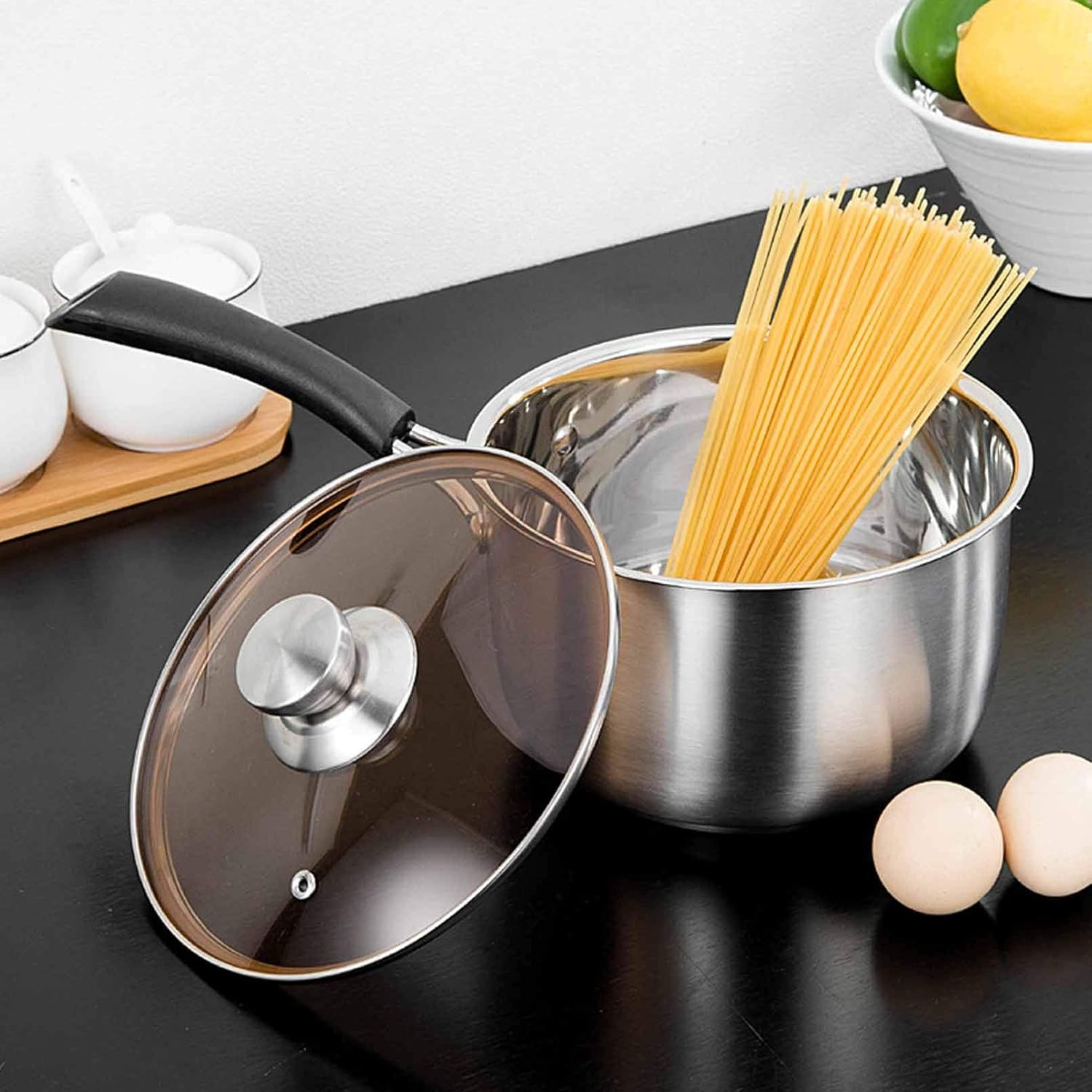 image:imageTeamFar 1 Quart Saucepan Stainless Steel Saucepan with Lid Small Sauce Pot Milk Pan Cookware for Home Cooking Non Toxic amp Healthy Easy Clean amp Dishwasher Safe1QT