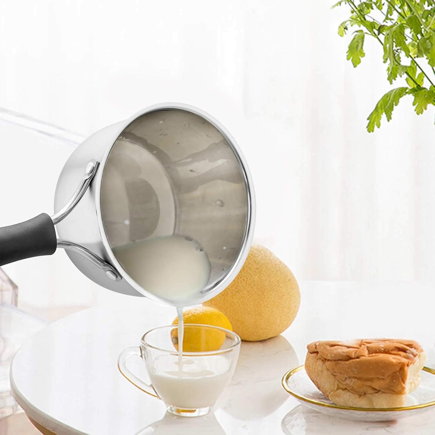 image:imageTeamFar 1 Quart Saucepan Stainless Steel Saucepan with Lid Small Sauce Pot Milk Pan Cookware for Home Cooking Non Toxic amp Healthy Easy Clean amp Dishwasher Safe1QT