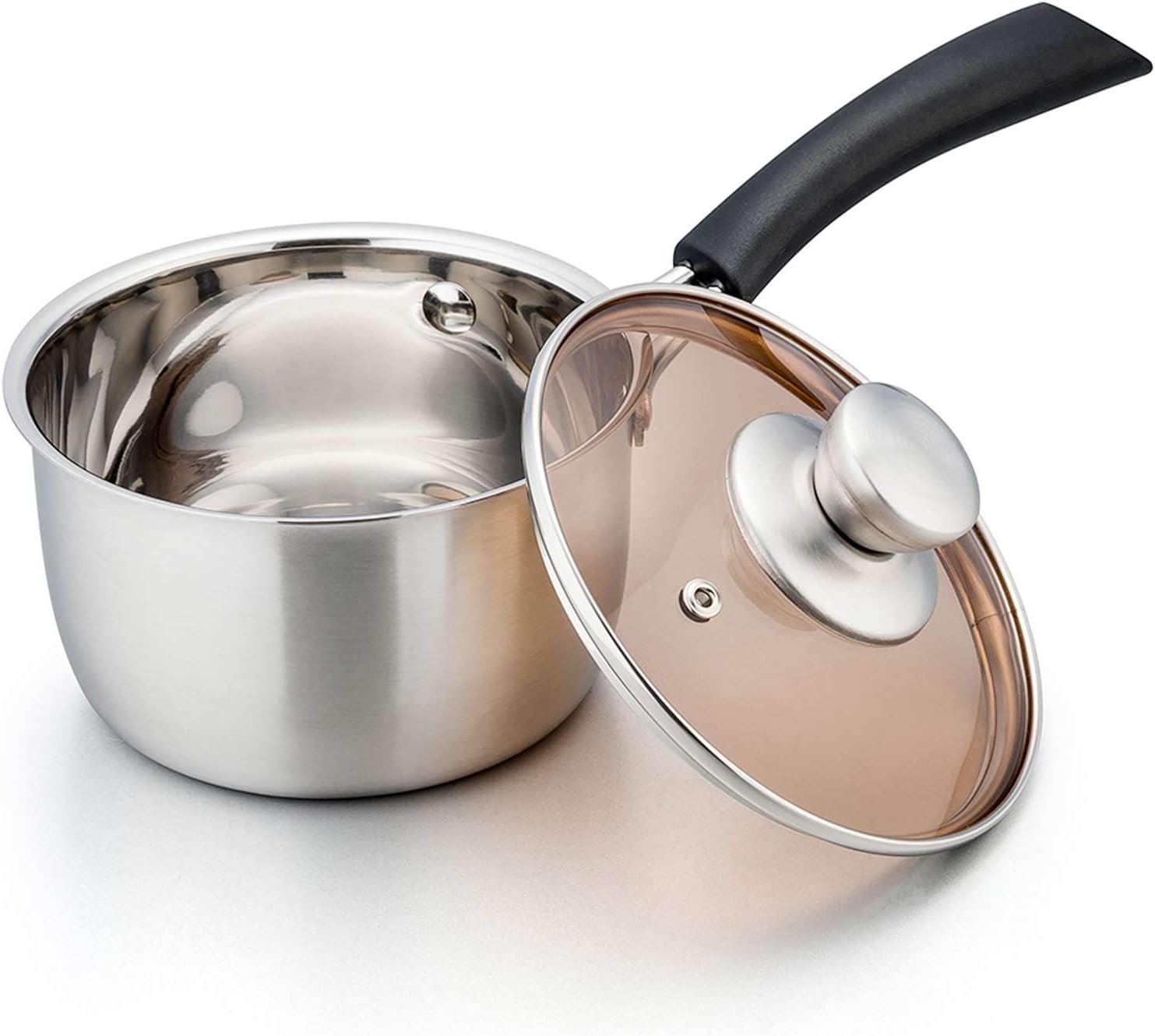 image:imageTeamFar 1 Quart Saucepan Stainless Steel Saucepan with Lid Small Sauce Pot Milk Pan Cookware for Home Cooking Non Toxic amp Healthy Easy Clean amp Dishwasher Safe1QT
