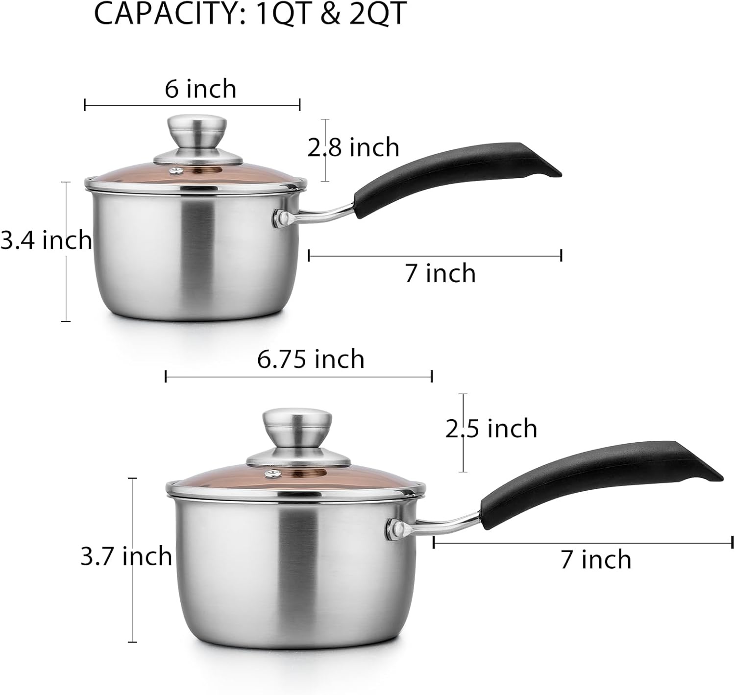 image:imageTeamFar 1 Quart Saucepan Stainless Steel Saucepan with Lid Small Sauce Pot Milk Pan Cookware for Home Cooking Non Toxic amp Healthy Easy Clean amp Dishwasher Safe1QT2QT