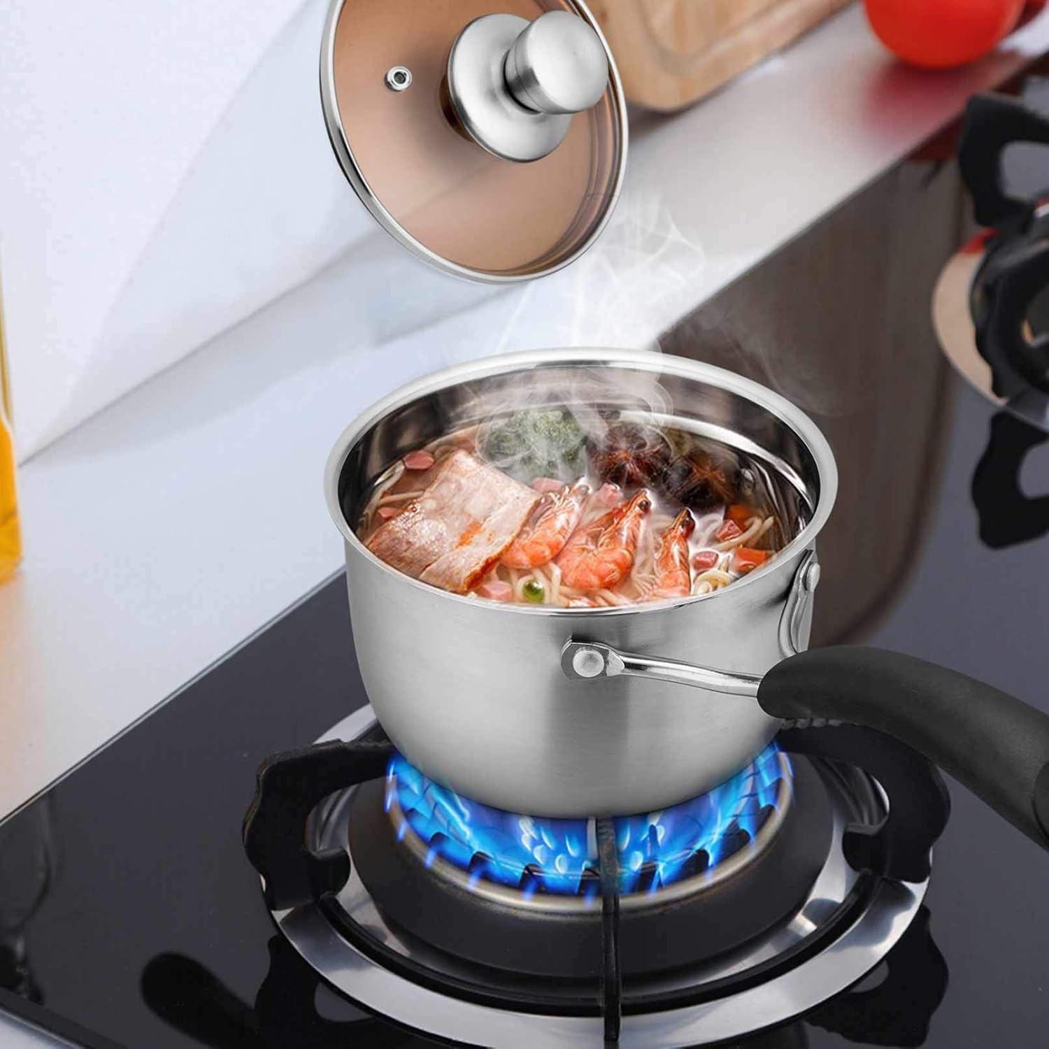 image:imageTeamFar 1 Quart Saucepan Stainless Steel Saucepan with Lid Small Sauce Pot Milk Pan Cookware for Home Cooking Non Toxic amp Healthy Easy Clean amp Dishwasher Safe1QT