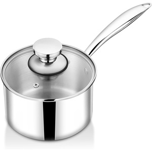 image:imageTeamFar 2qt Saucepan with Lid Stainless Steel TriPly Sauce Milk Pan Small Cooking Pot with Ergonomic Handle for InductionGasElectricCeramic Nontoxic amp Healthy Heavy Duty amp Dishwasher Safe1QT