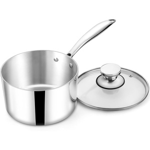 image:imageTeamFar 2qt Saucepan with Lid Stainless Steel TriPly Sauce Milk Pan Small Cooking Pot with Ergonomic Handle for InductionGasElectricCeramic Nontoxic amp Healthy Heavy Duty amp Dishwasher Safe2QT
