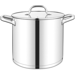 image:imageTeamFar 6QT Stainless Steel Stock Pot Triply Base Cooking Pasta Sauce Soup Pot with Glass Lid for InductionGasCeramic Stoves Transparent Cover amp Double Handles Heavy Duty amp Dishwasher Safe10 Quarts