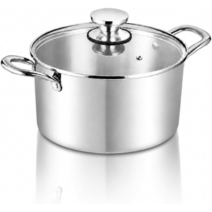image:imageTeamFar 8 Quart Stock Pot Stainless Steel Triply Stockpot Pasta Cooking Pot with Glass Lid for Induction Electric Gas Ceramic Stoves Toxic Free amp Heavy Duty Double Handles amp Dishwasher Safe45 Quarts