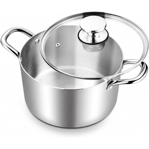 image:imageTeamFar 8 Quart Stock Pot Stainless Steel Triply Stockpot Pasta Cooking Pot with Glass Lid for Induction Electric Gas Ceramic Stoves Toxic Free amp Heavy Duty Double Handles amp Dishwasher Safe6 Quarts