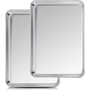 image:imageTeamFar Baking Sheet 20141 Cookie Sheet Half Sheet Baking Pans Stainless Steel Non Toxic amp Healthy Heavy Duty amp Thick Gauge Mirror Finish amp Dishwasher Safe  2 Piece