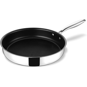 image:imageTeamFar Frying Pan 10 inch Stainless Steel 3ply Nonstick Fry Egg Omelet Pan Skillet with Long Handle for Induction Gas Glass Ceramic Stovetops Healthy amp Heavy Duty Easy Cleanup10