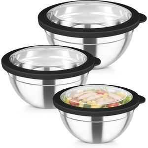 image:imageTeamFar Mixing Bowl Set 45315 QT Stainless Steel Nesting Salad Bowls with Airtight Lids For ServingMixingStoringPrepping NonToxic amp Sturdy Visible amp Easy Clean Dark Blue Set of 3Black