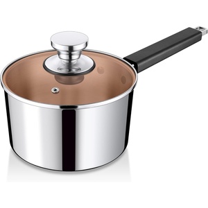 image:imageTeamFar Saucepan with Lid 2 Quart Stainless Steel TriPly Sauce Milk Pan with Heatproof Handle for CookingBoilingBraising Fit for All Stoves Healthy amp Heavy Duty Dishwasher Safe3 Quarts