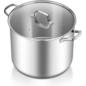 image:imageTeamFar Stainless Steel Stock Pot 24QT Large Stockpot Triply Bottom Cooking Soup Pot with Glass Lid for Induction Gas Glass Stovetops Non Toxic amp Heavy Duty Large Size amp Easy Clean20 Quarts