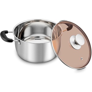 image:imageTeamFar Stock Pot 4qt Stainless Steel Stock Soup Pasta Pot with Lid Double Heatproof Handles Non Toxic amp Healthy Easy Clean amp Dishwasher Safe6 Quarts