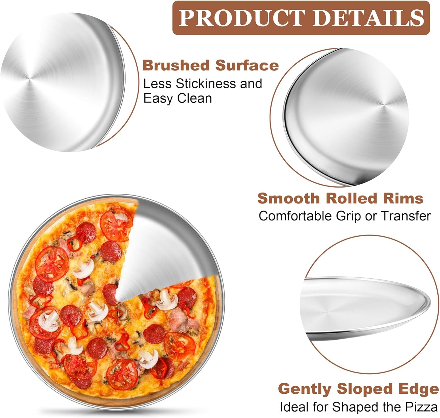 image:imageTeamFar 9 Inch Pizza Pan Stainless Steel Small Crispy Pizza Tray Round Pizza Dish Plates for Toaster Oven Baking Cooking Healthy amp Heavy Duty Easy Clean amp Dishwasher Safe4 PCS1