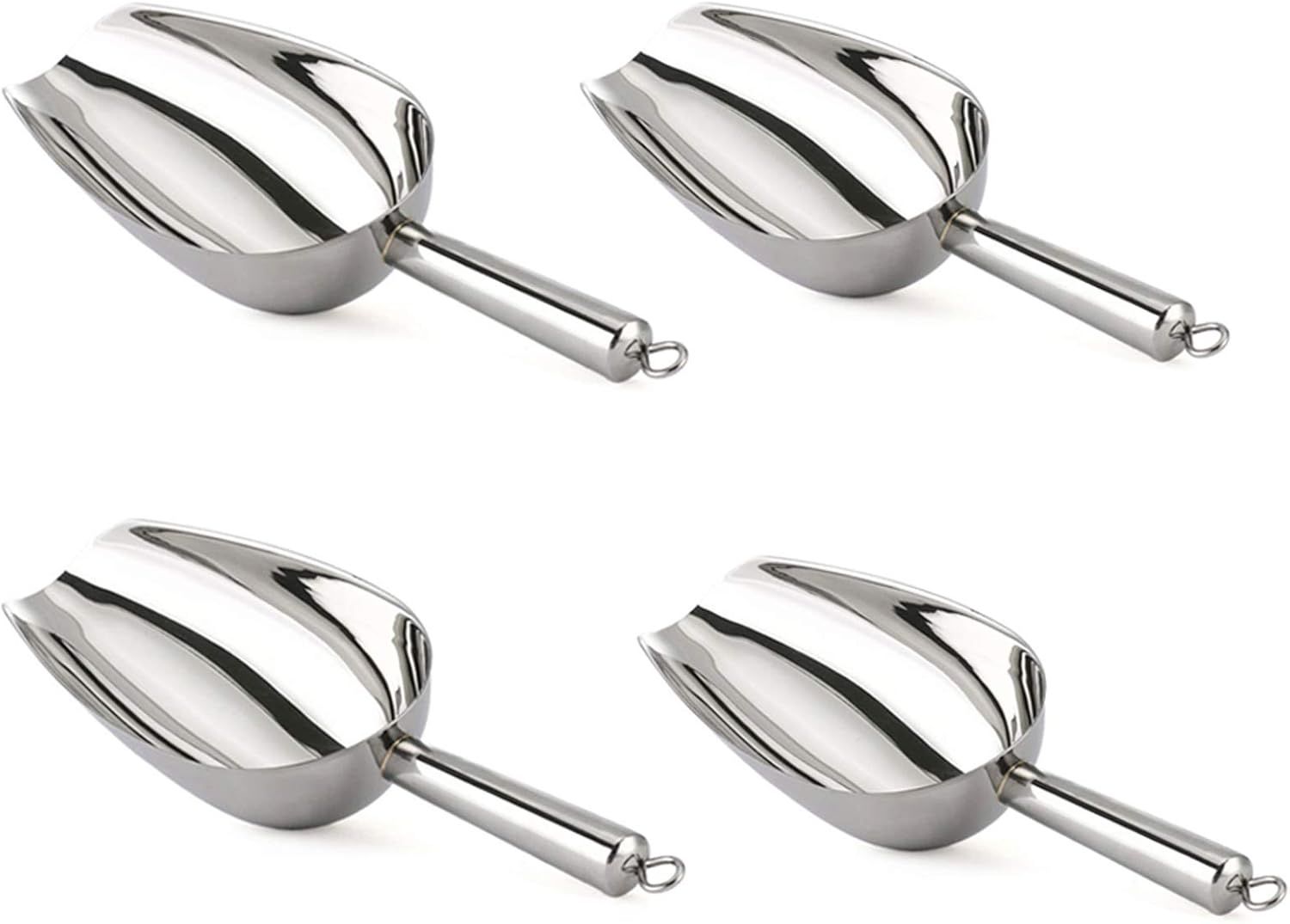image:imageTeamFar Ice Scoop 5oz Stainless Steel Metal Food Scoop Scooper for Kitchen Bar Party Wedding Heavy Duty amp Healthy Easy Storage amp Multipurpose Mirror finish amp Smooth Edge Dishwasher Safe 4 PCSSilver