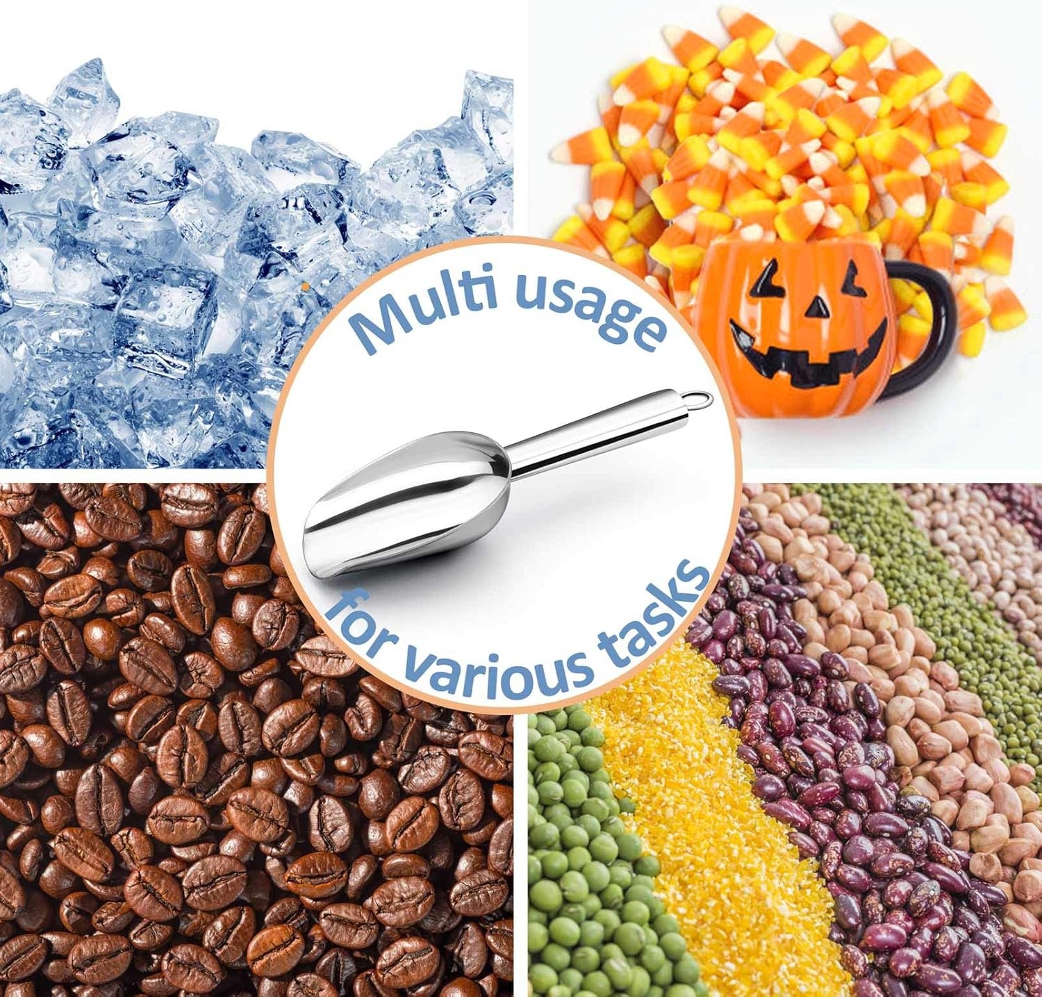 image:imageTeamFar Ice Scoop 5oz Stainless Steel Metal Food Scoop Scooper for Kitchen Bar Party Wedding Heavy Duty amp Healthy Easy Storage amp Multipurpose Mirror finish amp Smooth Edge Dishwasher Safe 4 PCSSilver