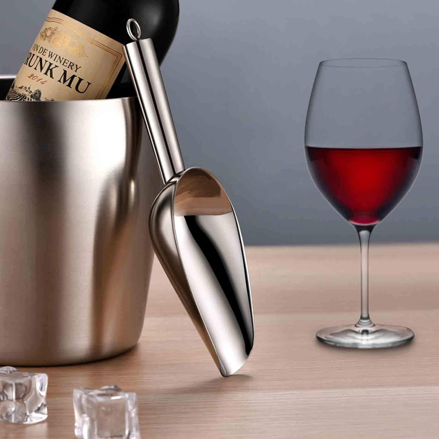 image:imageTeamFar Ice Scoop 5oz Stainless Steel Metal Food Scoop Scooper for Kitchen Bar Party Wedding Heavy Duty amp Healthy Easy Storage amp Multipurpose Mirror finish amp Smooth Edge Dishwasher Safe 4 PCSSilver