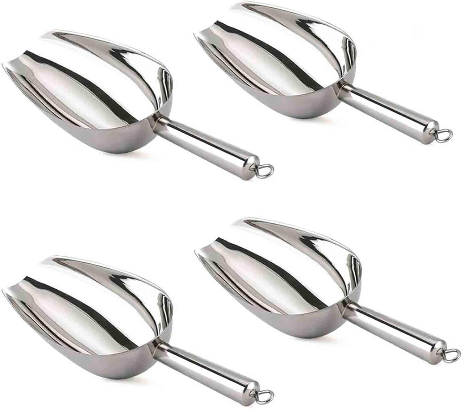 image:imageTeamFar Ice Scoop 5oz Stainless Steel Metal Food Scoop Scooper for Kitchen Bar Party Wedding Heavy Duty amp Healthy Easy Storage amp Multipurpose Mirror finish amp Smooth Edge Dishwasher Safe 4 PCSSilver