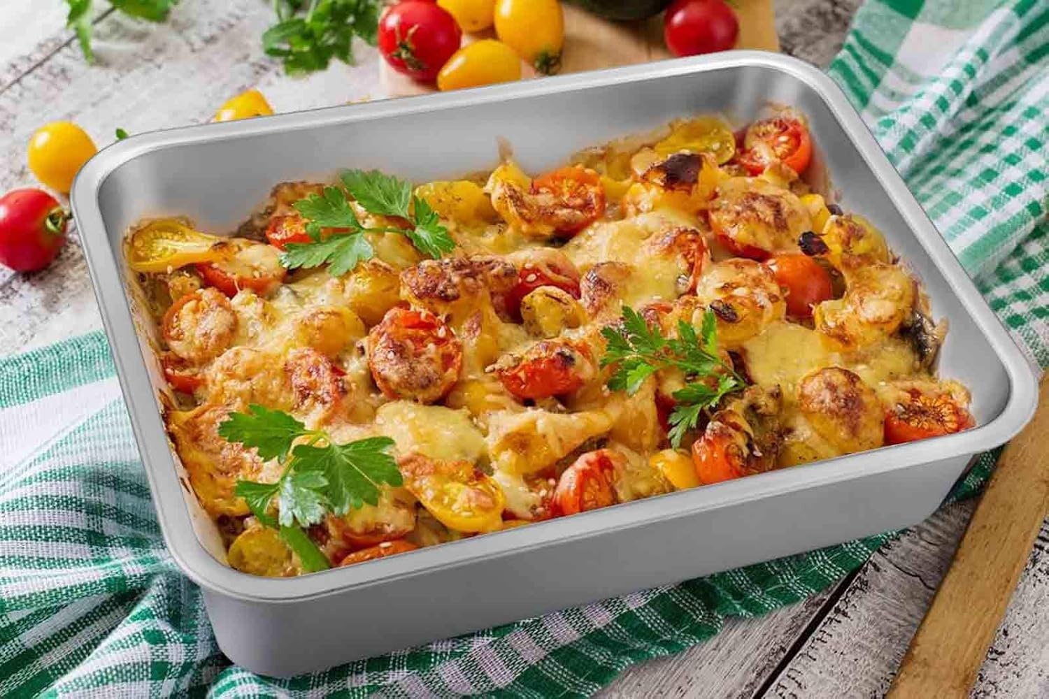 image:imageTeamFar Lasagna Pan Rectangular Cake Pan Brownie Bake Dish Stainless Steel 12751032 Heavy Duty amp Healthy Deep Side amp Brushed Surface Easy Clean amp Dishwasher safe1275 x 10 x 32