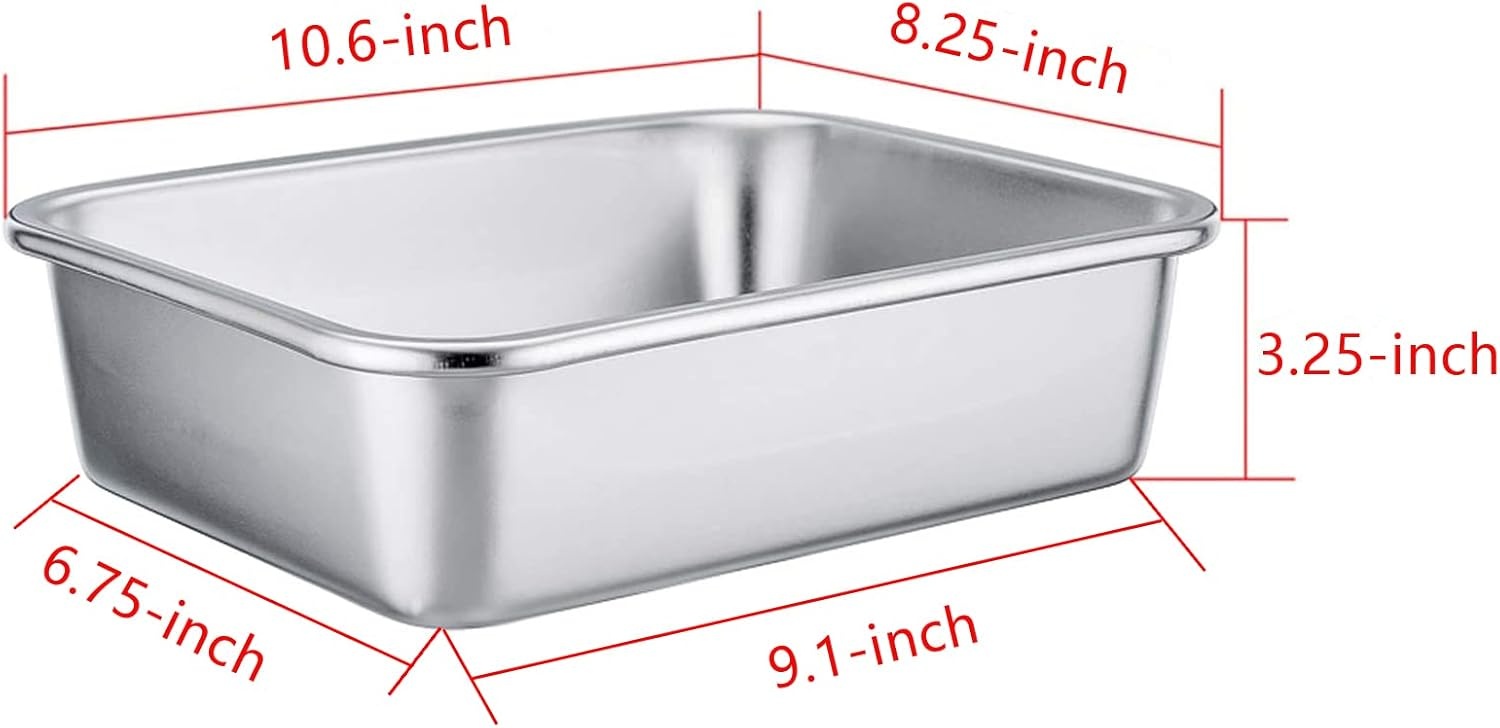 image:imageTeamFar Lasagna Pan Rectangular Cake Pan Brownie Bake Dish Stainless Steel 12751032 Heavy Duty amp Healthy Deep Side amp Brushed Surface Easy Clean amp Dishwasher safe10 x 8 x 32