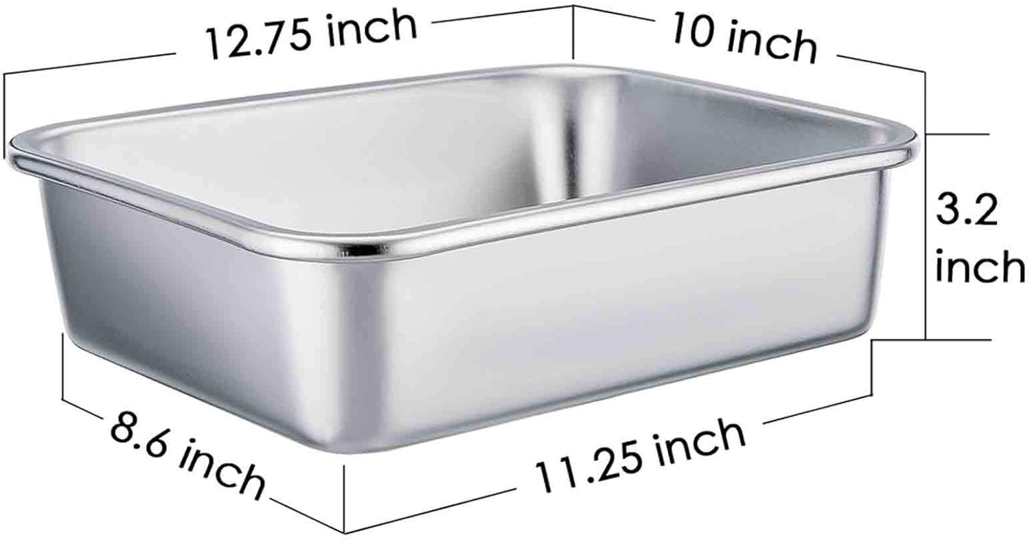 image:imageTeamFar Lasagna Pan Rectangular Cake Pan Brownie Bake Dish Stainless Steel 12751032 Heavy Duty amp Healthy Deep Side amp Brushed Surface Easy Clean amp Dishwasher safe1275 x 10 x 32