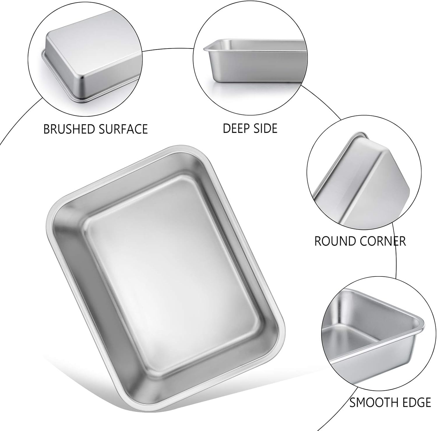 image:imageTeamFar Lasagna Pan Rectangular Cake Pan Brownie Bake Dish Stainless Steel 12751032 Heavy Duty amp Healthy Deep Side amp Brushed Surface Easy Clean amp Dishwasher safe1275 x 10 x 32