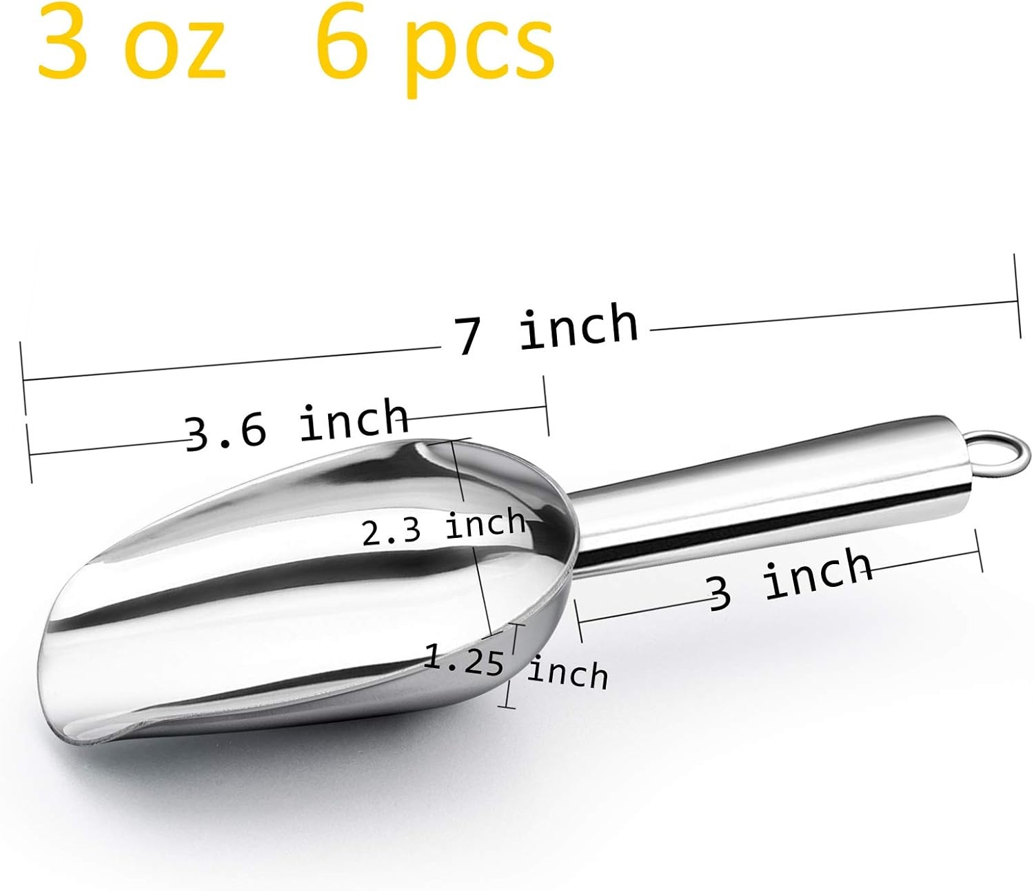 image:imageTeamFar Mini Scoop 3 Oz 6 PCS Canister Scoops Small Ice Candy Scoop Stainless Steel for Kitchen Dispenser Buffet Jars Rust Free amp Sturdy Utility amp Mirror Finish Dishwasher Safe