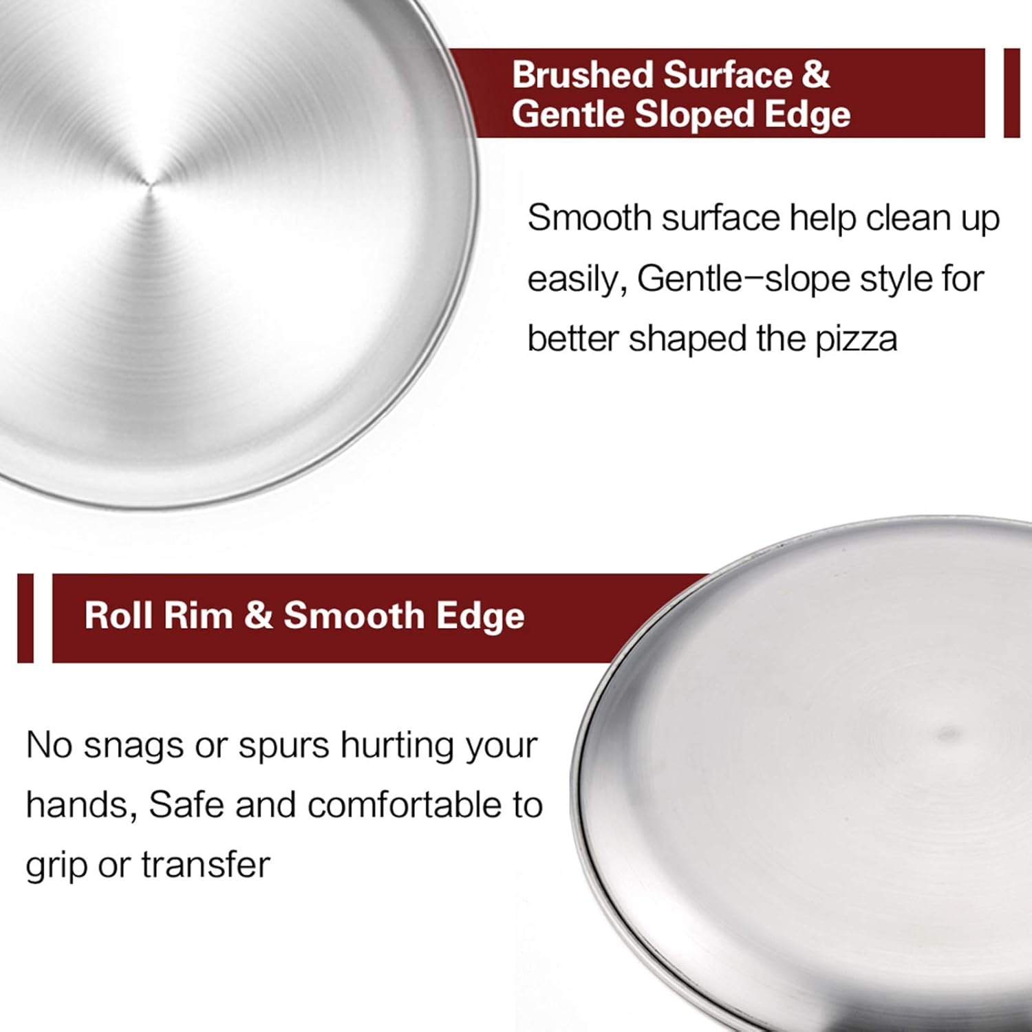 image:imageTeamFar Pizza Pan 12 inch Pizza Pan Set Round Pizza Oven Baking Pans Tray Stainless Steel for Home Restaurant Party Healthy amp Heavy Duty Dishwasher Safe amp Easy Clean Set of 4Silver
