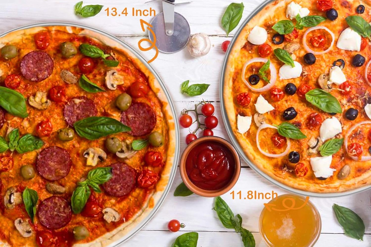 image:imageTeamFar Pizza Pan 9 Inch 10 Inch 12 Inch Stainless Steel Pizza Pans Set 3 Sizes Round Pizza Oven Baking Serving Plate Tray for Pizza Pie Cookie NonToxic amp Heavy Duty Dishwasher SafeSilver