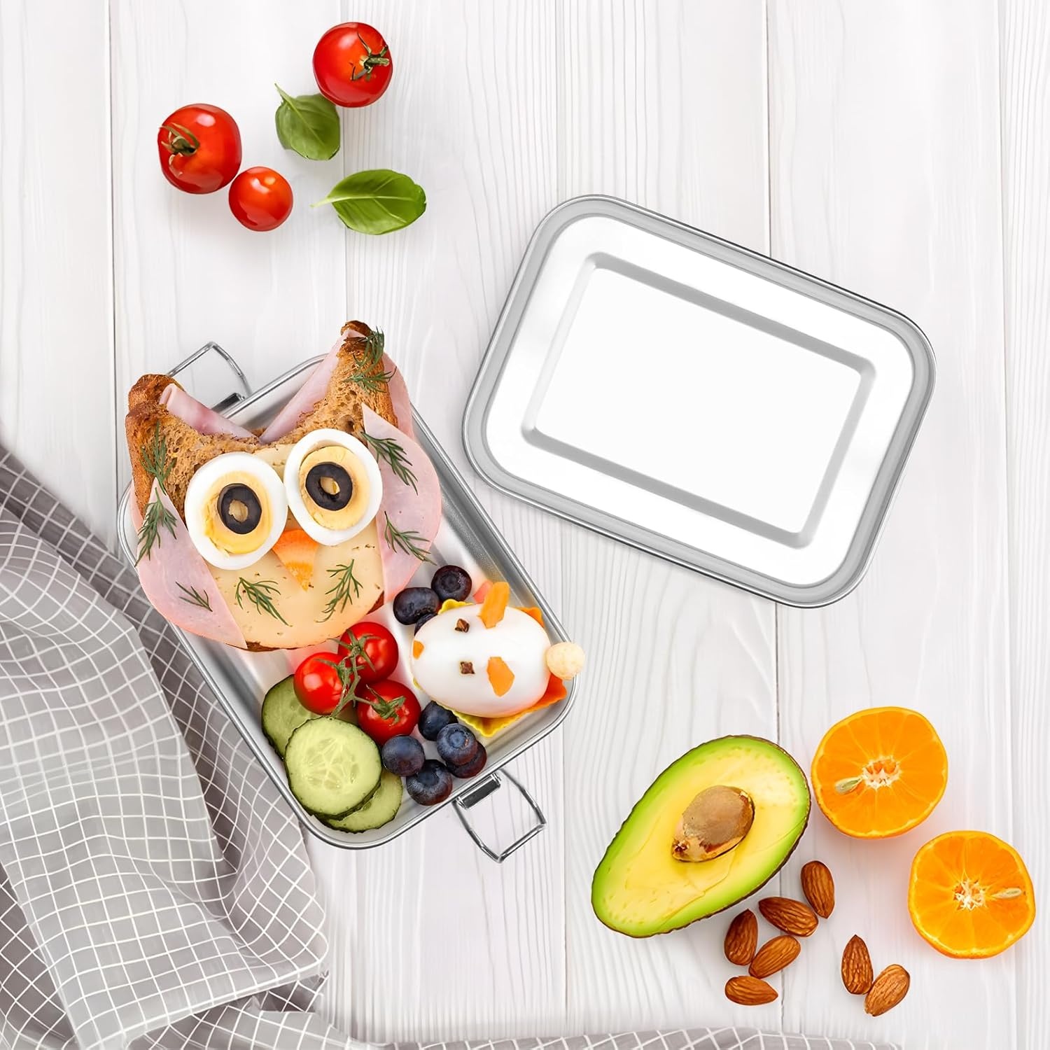 image:imageTeamFar Stainless Steel Bento Box 47oz1400ML Large Metal Bento Lunch Box Container for AdultsKids for HomeSchoolOfficeTravel With 2 Removable Dividers LeakProof amp Dishwasher Safe850ML