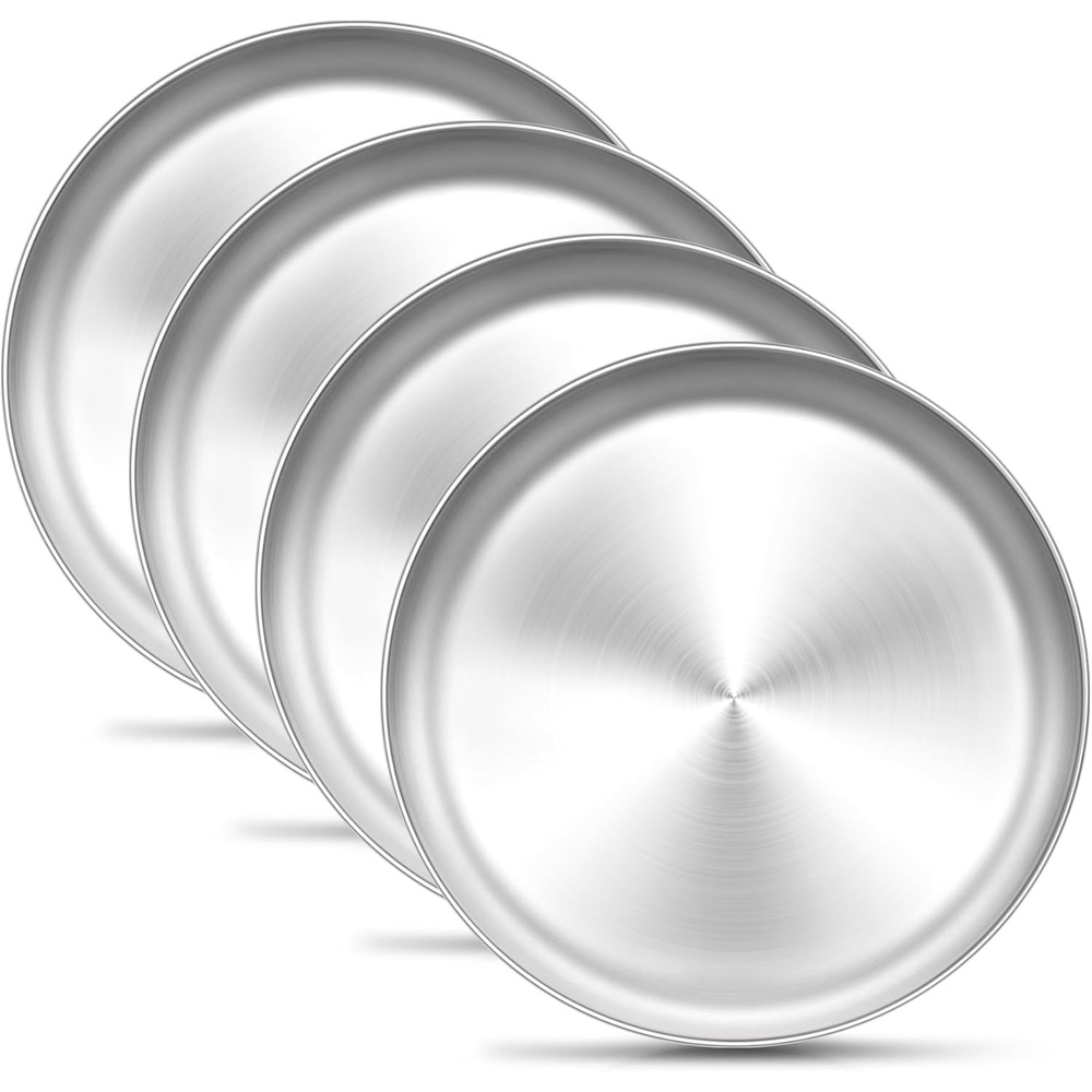 image:imageTeamFar 9 Inch Pizza Pan Stainless Steel Small Crispy Pizza Tray Round Pizza Dish Plates for Toaster Oven Baking Cooking Healthy amp Heavy Duty Easy Clean amp Dishwasher Safe4 PCS4