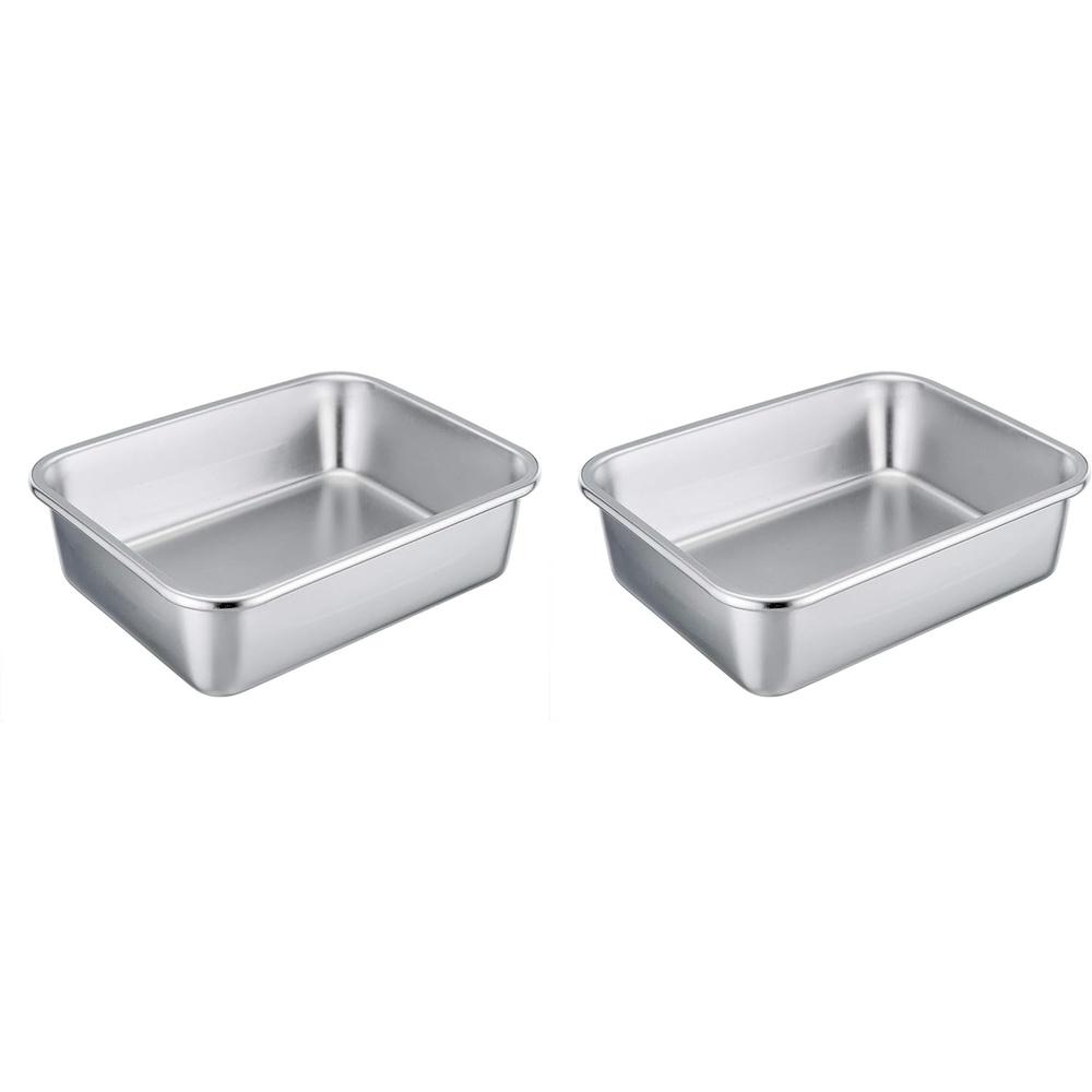 image:imageTeamFar Lasagna Pan Rectangular Cake Pan Brownie Bake Dish Stainless Steel 12751032 Heavy Duty amp Healthy Deep Side amp Brushed Surface Easy Clean amp Dishwasher safe105x825x325 Pack of 2