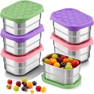 image:imageTeamFar 3 Pack Snack Containers for Kids Stainless Steel 8oz Baby Food Container with Silicone Lid Small Kids Bento Lunch Box for SchoolDaycare Easy Open amp Leak Proof OrangePinkPurpleGreen  Purple  Pink2