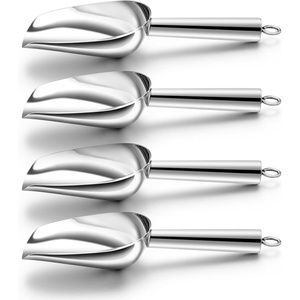 image:imageTeamFar Ice Scoop 5oz Stainless Steel Metal Food Scoop Scooper for Kitchen Bar Party Wedding Heavy Duty amp Healthy Easy Storage amp Multipurpose Mirror finish amp Smooth Edge Dishwasher Safe  4 PCSSilver