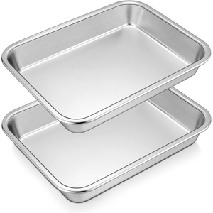 image:imageTeamFar Lasagna Pan 106 x 83 x 17inch Stainless Steel Rectangular Cake Brownie Pan Casserole Baking Dish Compact for Toaster Oven Non Toxic amp Healthy Brushed Finish amp Easy CleanDishwasher Safe2