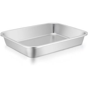 image:imageTeamFar Lasagna Pan 106 x 83 x 17inch Stainless Steel Rectangular Cake Brownie Pan Casserole Baking Dish Compact for Toaster Oven Non Toxic amp Healthy Brushed Finish amp Easy CleanDishwasher Safe1