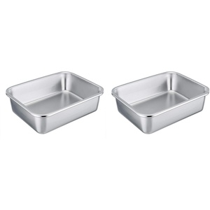 image:imageTeamFar Lasagna Pan Rectangular Cake Pan Brownie Bake Dish Stainless Steel 12751032 Heavy Duty amp Healthy Deep Side amp Brushed Surface Easy Clean amp Dishwasher safe105x825x325 Pack of 2