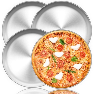 image:imageTeamFar Pizza Pan 12 inch Pizza Pan Set Round Pizza Oven Baking Pans Tray Stainless Steel for Home Restaurant Party Healthy amp Heavy Duty Dishwasher Safe amp Easy Clean  Set of 4Silver